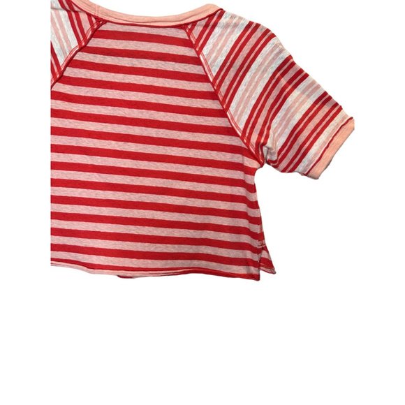 We the Free Prepster  striped short sleeved teeshirt  in coral combo - Picture 6 of 9